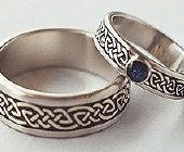 Celtic Bonding Knot Rings, White Gold Eternity Bands with Yellow Gold Knots